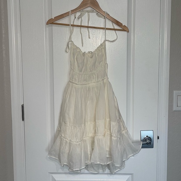 NEW Free People Taking Sides Shirred Tiered Cotton Minidress Elegant White Dress - Picture 3 of 11